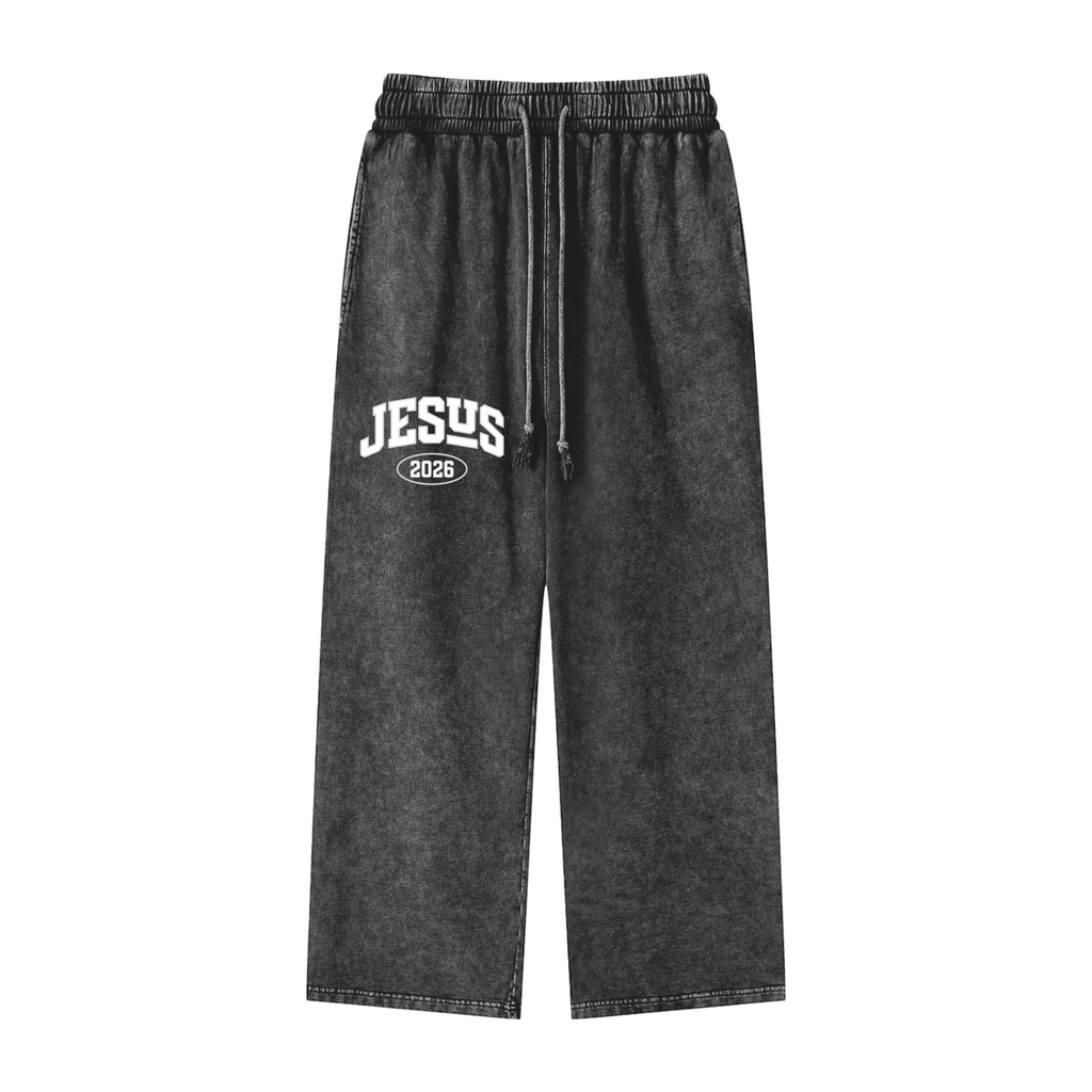Snow Washed Straight Leg Pants