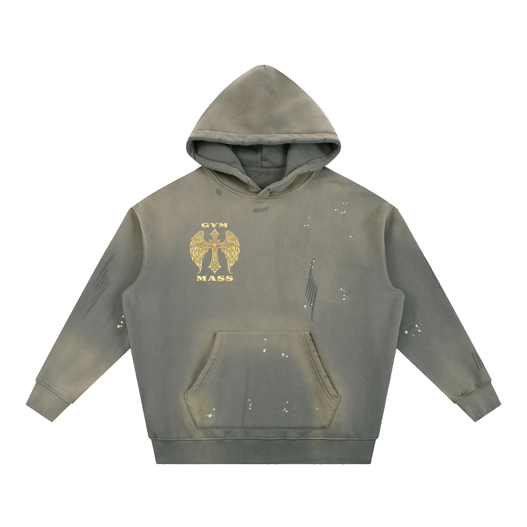 Vintage Washed Frayed Fleece Hoodie