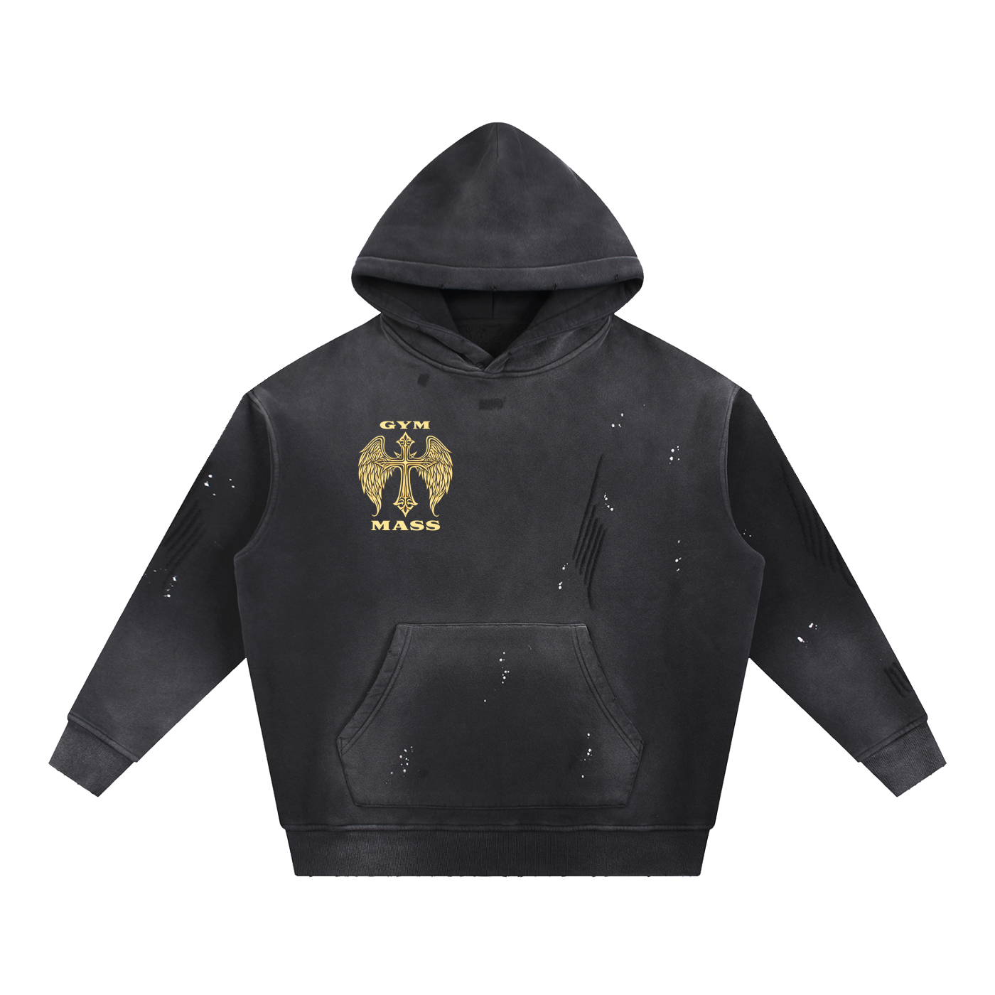 Vintage Washed Frayed Fleece Hoodie